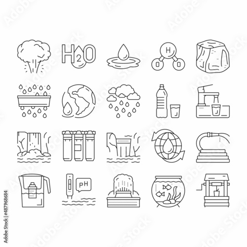 Water Purification Collection Icons Set Vector .