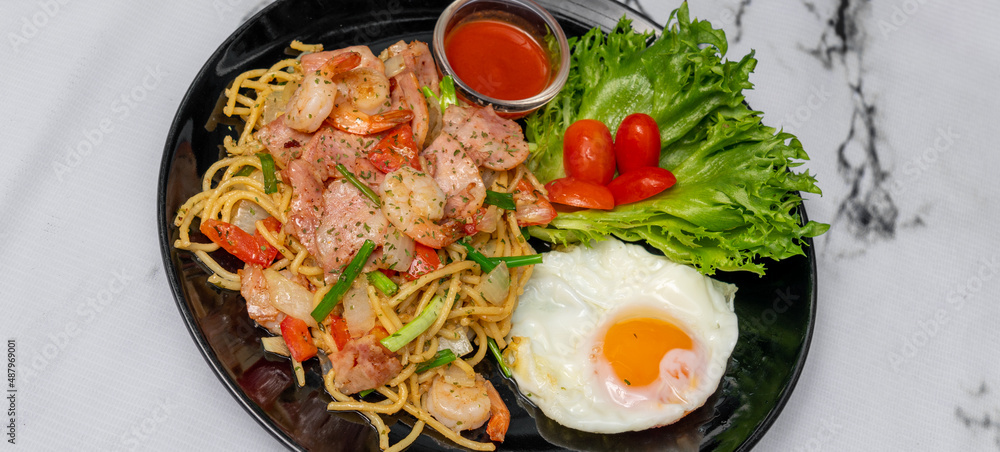 American Breakfast, Caesar Salads, and Mixed Dishes