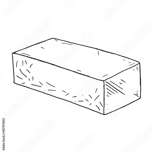 Brick icon hand drawn. Vector illustration of brick building. Sketch clay brick.