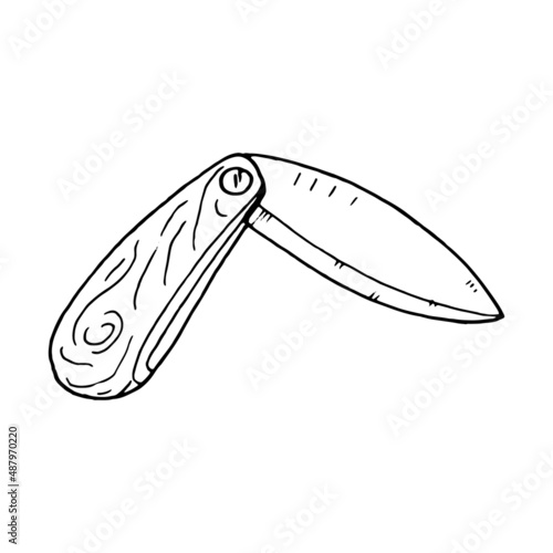 Jackknife sketch drawing. Vector illustration of a knife.
