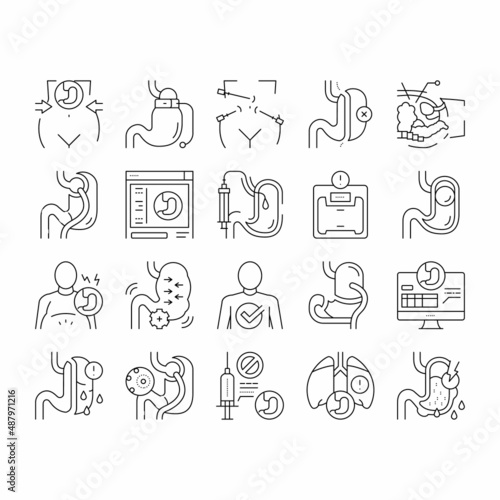 Bariatric Surgery Collection Icons Set Vector .