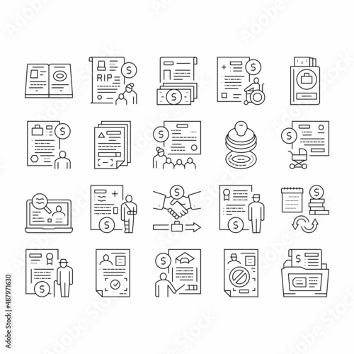 Allowance Finance Help Collection Icons Set Vector .
