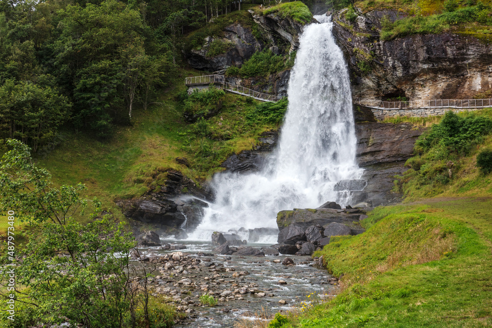 Fototapeta premium Steinsdalsfossen - gorgeous waterfall in Norway