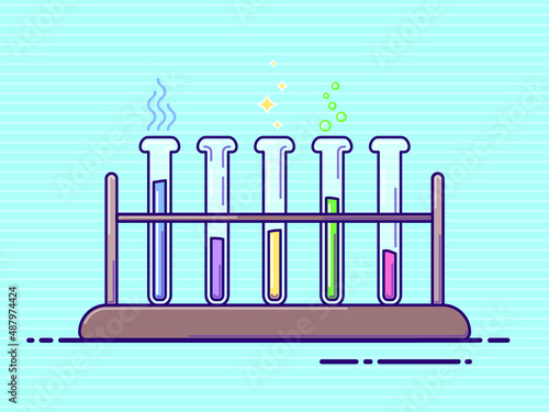 Test tubes in a stand, vector illustration of chemistry