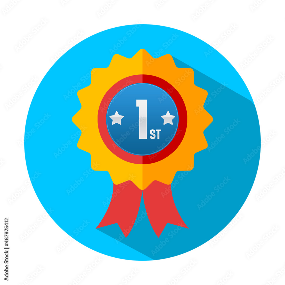illustration of a badge with a ribbon, 1st position illustration of a badge with a ribbon, 1st position