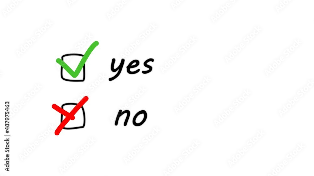 choice yes or no. Animation in motion graphics of a check mark symbol and a symbol in X on transparent background choice yes or no. Animation in motion graphics of a check mark symbol and a symbol in X on transparent background