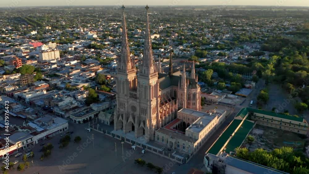 Basilica of Our Lady of Lujan, Neogothic Roman Catholic Church And State Park In Buenos Aires, Argentina. - aerial