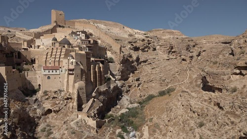 Panoramic overview of Greek Orthodox monastery of Mar Saba, located in beautiful valley in the West Bank (Palestinian Territories)
 photo