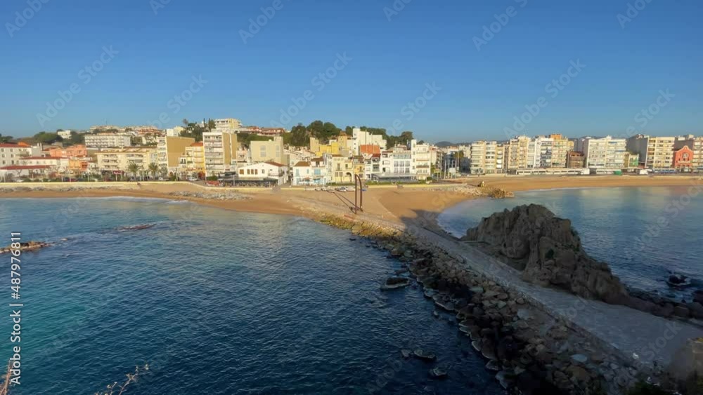Blanes city in Spain seen from La Palomera with the Mediterranean sea and the main beach Blanes city in Spain seen from La Palomera with the Mediterranean sea and the main beach