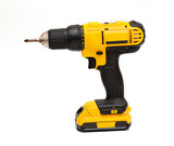 Electric cordless screwdriver drill isolated