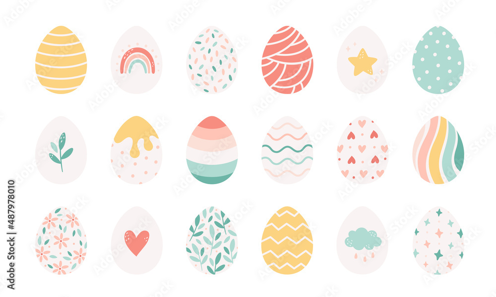 Easter eggs collection. Painted eggs. Happy Easter. Hand drawn vector illustration Easter eggs collection. Painted eggs. Happy Easter. Hand drawn vector illustration