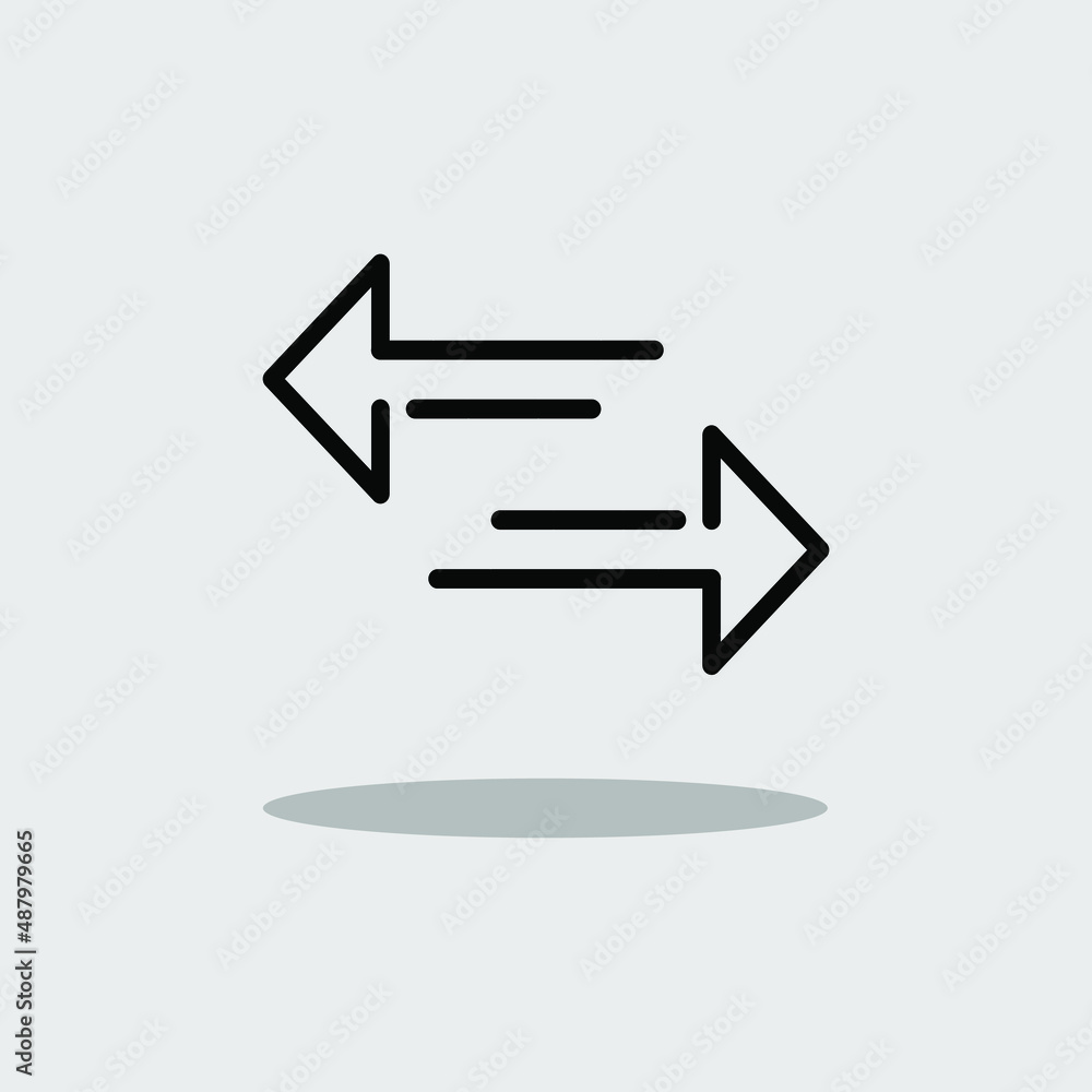 Transfer arrows icon. Data transfer vector icon. Arrow exchange icon. Arrow left and right symbol. Vector illustration on white background Transfer arrows icon. Data transfer vector icon. Arrow exchange icon. Arrow left and right symbol. Vector illustration on white background