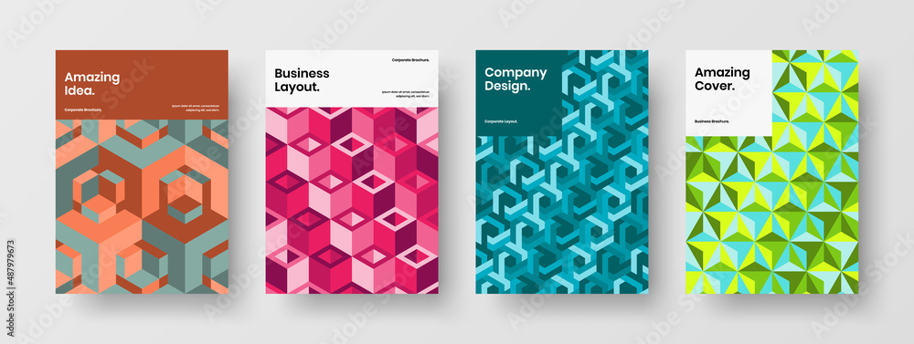 Abstract front page A4 vector design layout composition. Clean geometric hexagons corporate brochure illustration set. Abstract front page A4 vector design layout composition. Clean geometric hexagons corporate brochure illustration set.
