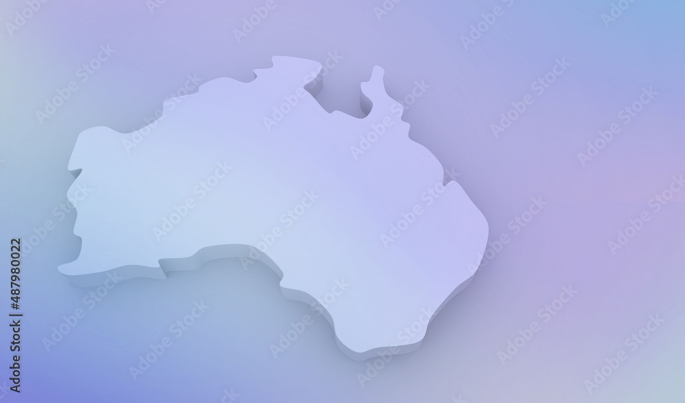 map of the Australian mainland,blue violet background,3 d rendering