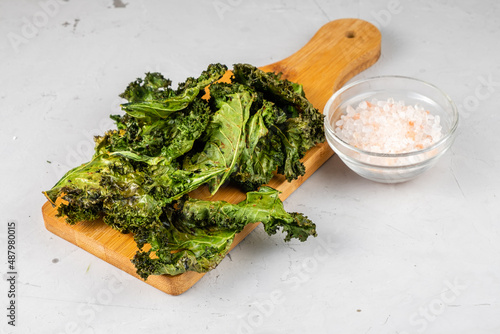 healthy kale chips. Diet chips. photo