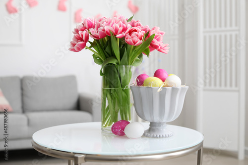 Vase with tulips and Easter...