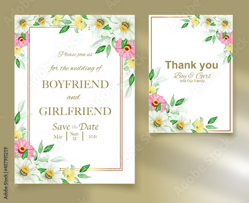 Elegant floral template wedding card