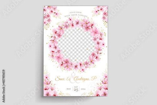 romantic cherry blossom wedding invite card set