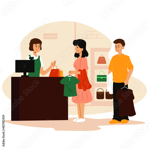 Illustration graphic of Was Out Shopping. Perfect for banner, social media, etc.