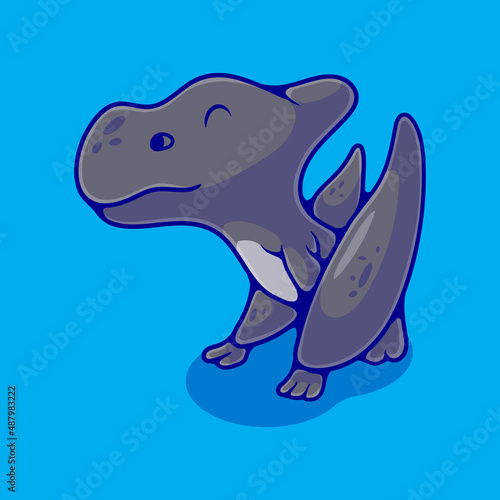 cute stegosaurus pteranodon illustration suitable for mascot sticker and t-shirt design