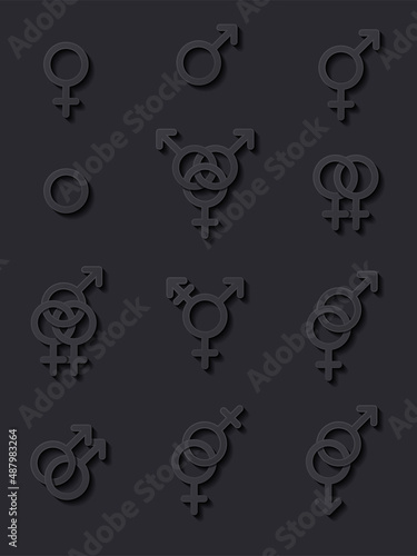 Set of gender symbols. Sexual identity icons. photo