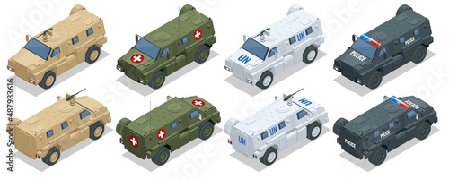 Isometric Mine-Resistant Ambush Protected. United States military light tactical vehicles produced as part of the MRAP. Designed to withstand improvised explosive device attacks and ambushes.