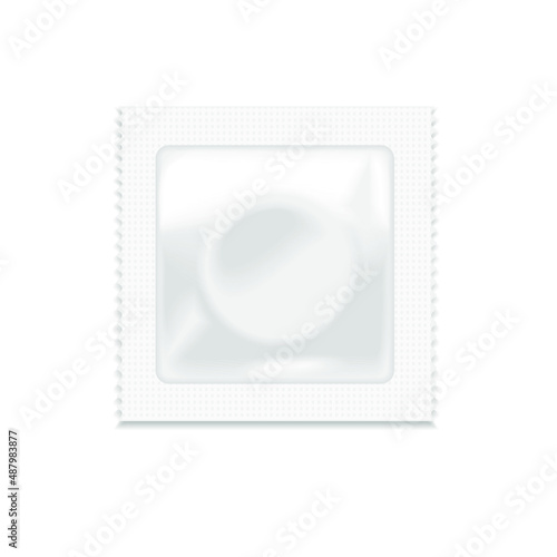 White Condom Package isolated on a white background