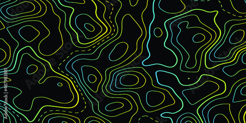 Topographic map design in blue and yellow color