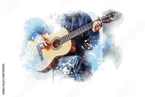 Guitar music illustration with abstract effects.