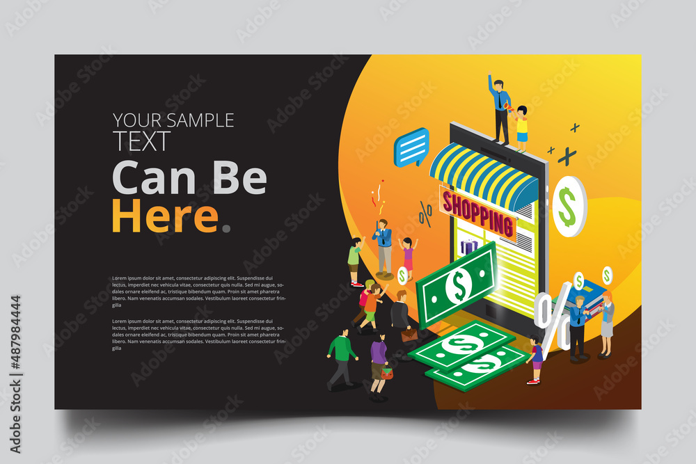 Fototapeta premium business isometric online shop with copy space 