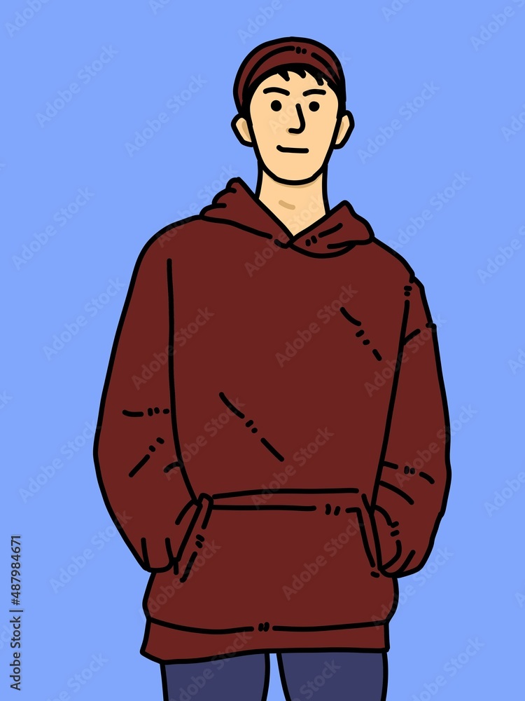 Fototapeta premium cute man cartoon on blue background