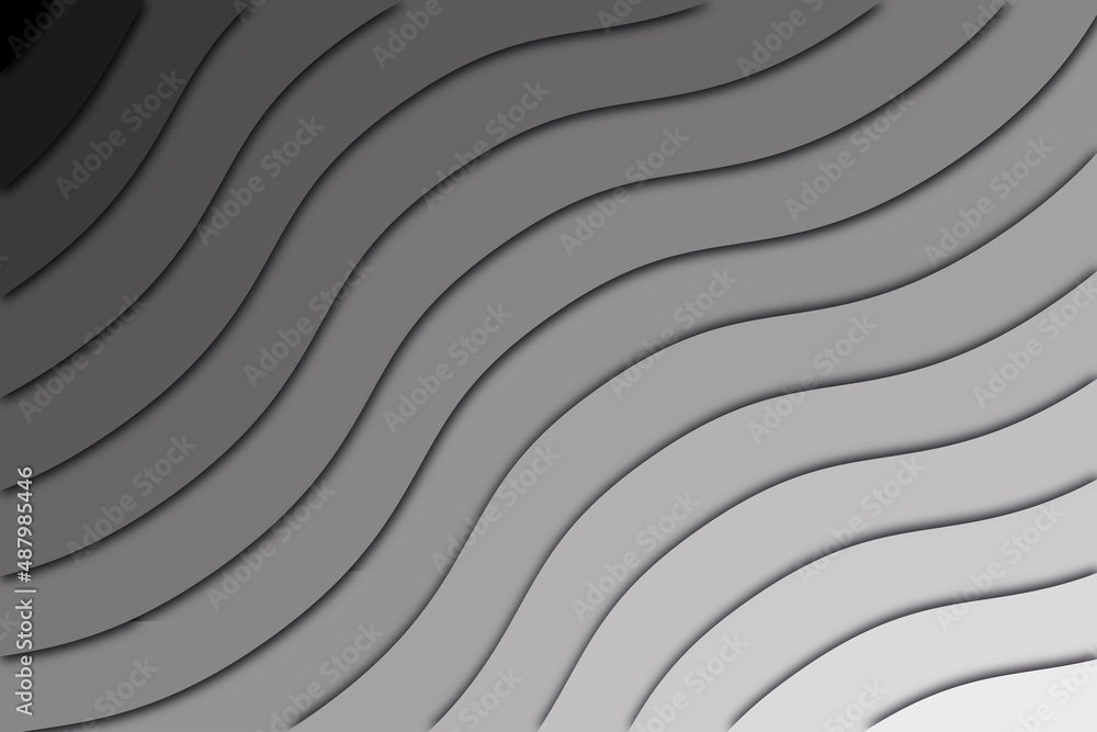 Wavy and geometric lines abstract background, Black and gray gradient lines shapes.