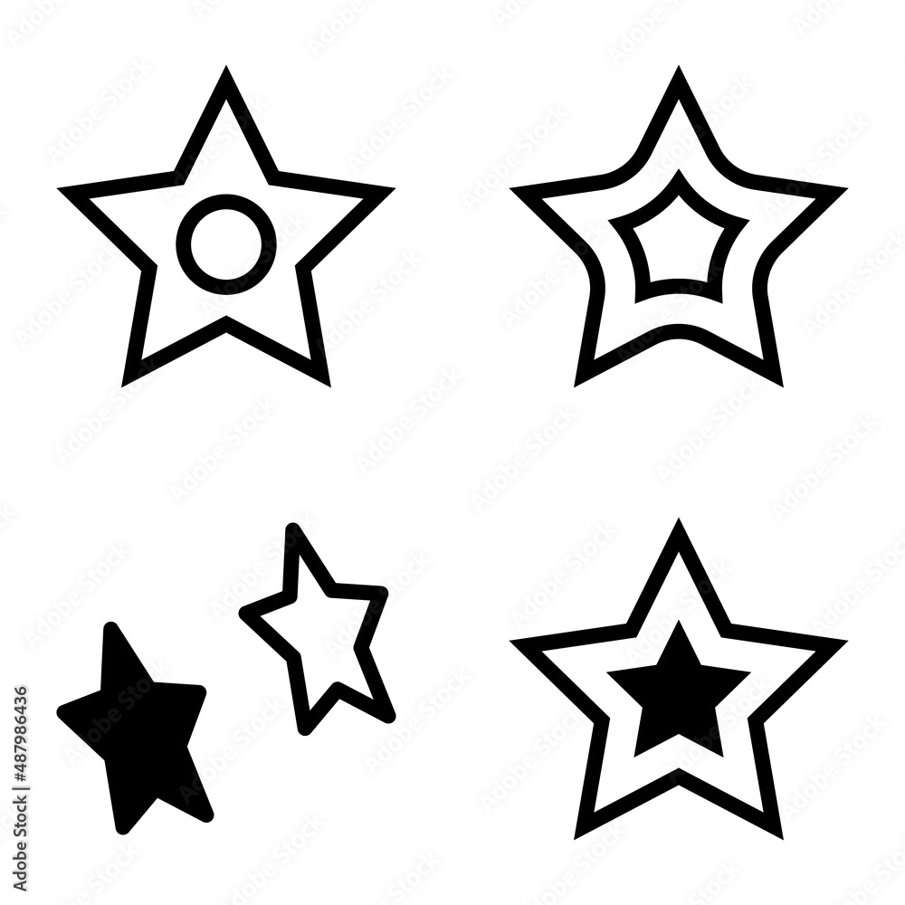 Stars Flat Icon Set Isolated On White Background Stars Flat Icon Set Isolated On White Background