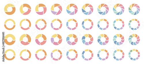 Set Tortendiagramme Pfeile Retrofarben