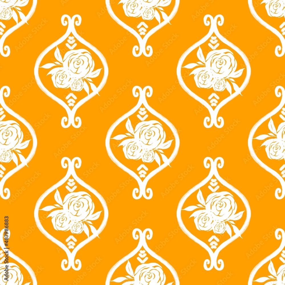 Fototapeta premium pattern with flowers and leaves, Ethnic,tribal,textile,tribal,ikat,African,American,Aztec,fabric,geometric,motif,mandalas,native,bohemian,boho,carpet,india,Asia,illustrated,pattern,patterns 