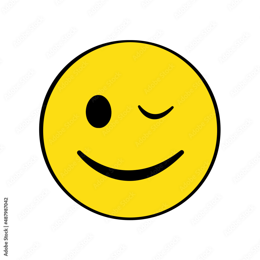 Winking face emoji. Isolated. Vector. Cartoon Winking face emoji. Isolated. Vector. Cartoon
