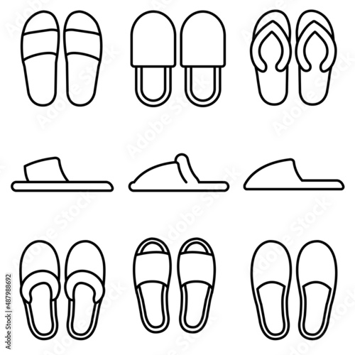 Slippers line icon, vector outline logo isolated on white background