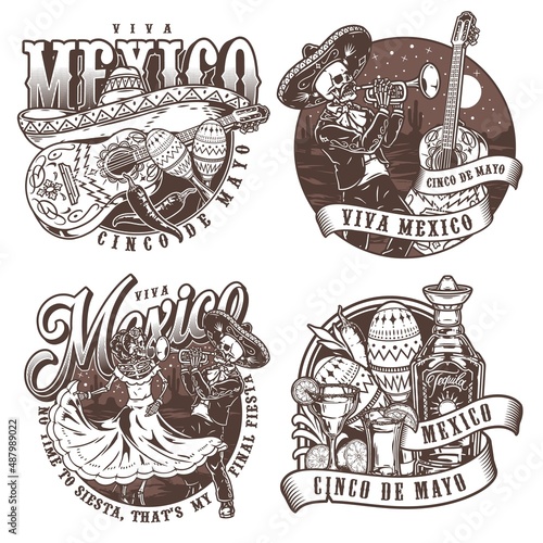 Round badges set with Mexican performance