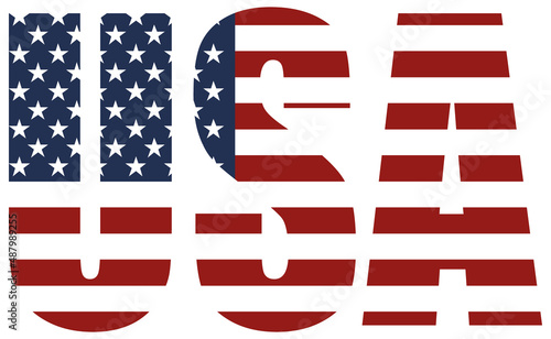USA american flag word. Vector illustration.