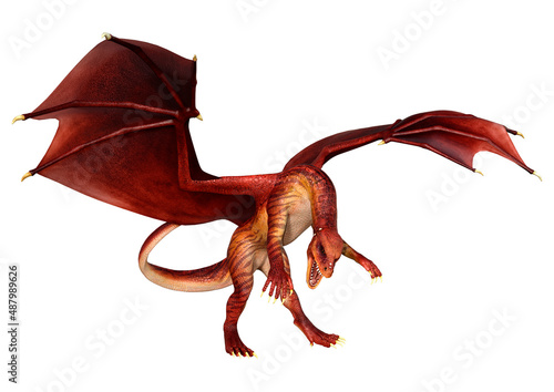 3D Rendering Fairy Tale Dragon on White