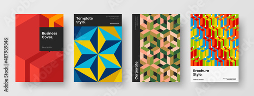 Clean geometric pattern banner concept composition. Isolated pamphlet A4 design vector layout set.