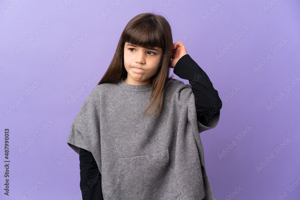 Little girl over isolated background having doubts Little girl over isolated background having doubts