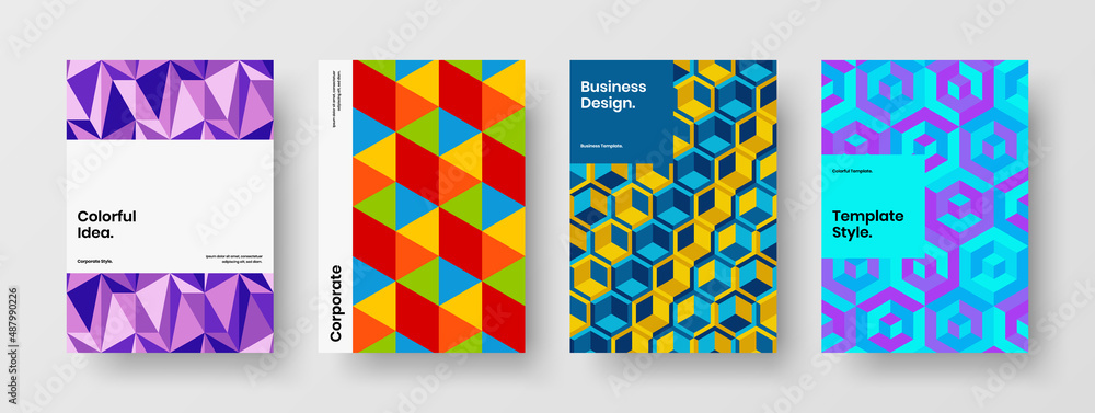 Creative geometric shapes company brochure illustration collection. Trendy magazine cover vector design concept set. Creative geometric shapes company brochure illustration collection. Trendy magazine cover vector design concept set.