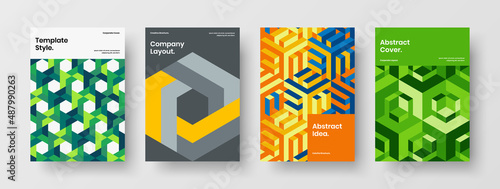 Trendy mosaic pattern front page layout bundle. Clean cover design vector concept collection.