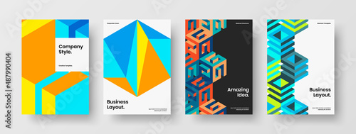 Multicolored front page design vector concept set. Bright geometric tiles magazine cover template collection. Free Download Multicolored front page design vector concept set. Bright geometric tiles magazine cover template collection. - GFXLoad