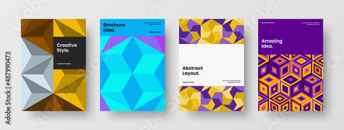 Isolated brochure A4 vector design template collection. Creative geometric shapes handbill illustration bundle.