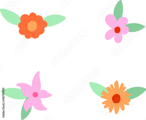 Color spring set. Hand drawn element for paper, stickers, posters and prints. Hand drawn simple illustration. EPS 10.