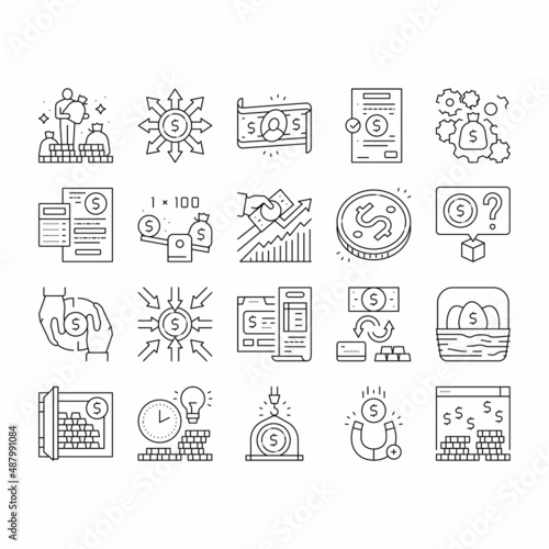 Wealth Finance Capital Collection Icons Set Vector .