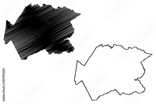 Sao Sebastiao do Passe municipality (Bahia state, Municipalities of Brazil, Federative Republic of Brazil) map vector illustration, scribble sketch Sao Sebastiao do Passe map