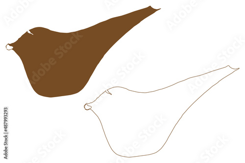 Anholt island (Kingdom of Denmark) map vector illustration, scribble sketch Anholt map